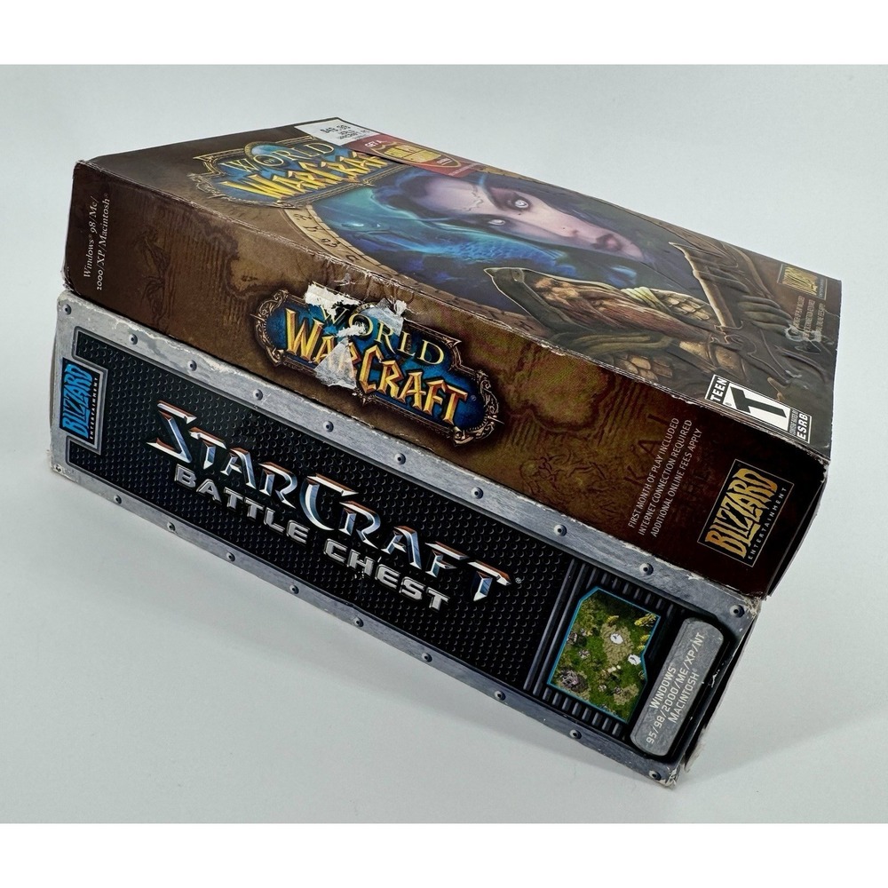 Vintage World of Warcraft and StarCraft Battle Chest PC Games Blizzard Lot of 2‎